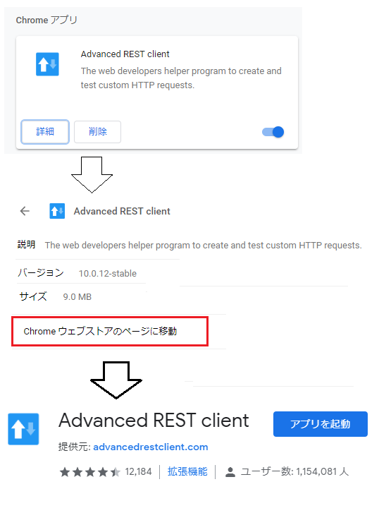 Chromeの拡張機能：Advanced REST clientの起動-2